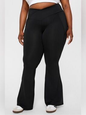 Fabletics Oasis PureLuxe High-Waisted  Crossover Flare Leggings- Black 3X Short